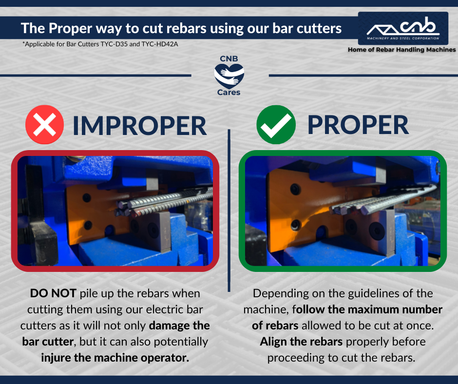 properly cut rebars using bar cutting machine