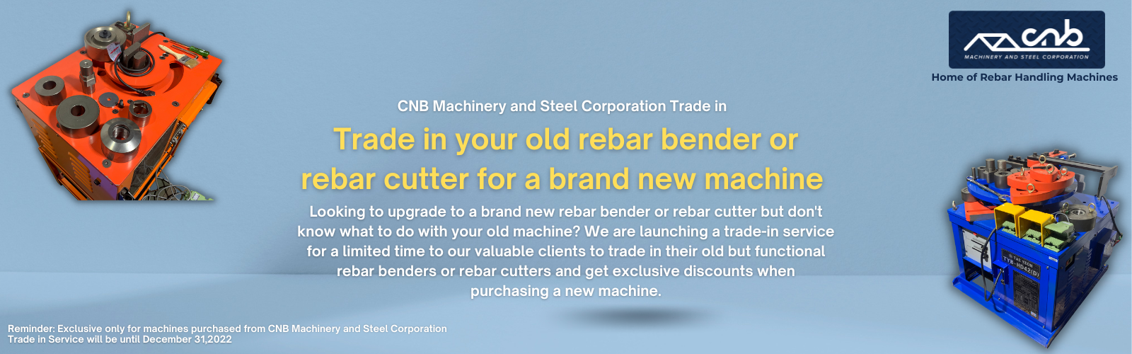 Trade In your old rebar bender and rebar cutter