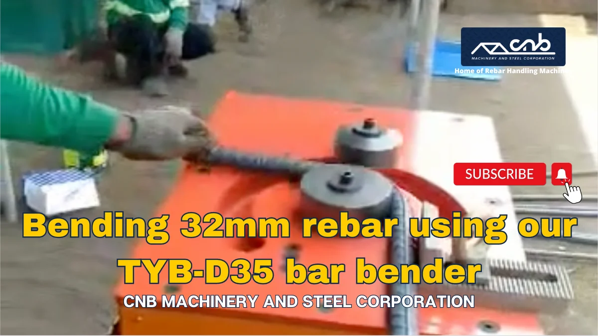 Bending 32mm rebar using our TYB-D35 bar bender